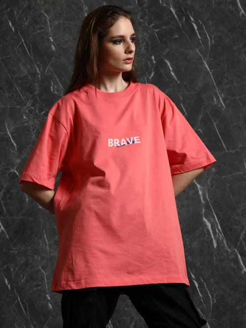 Coral Brave Oversized T-Shirt