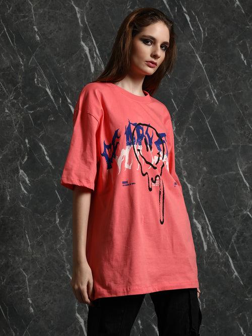 Coral Fearless Oversized T-Shirt