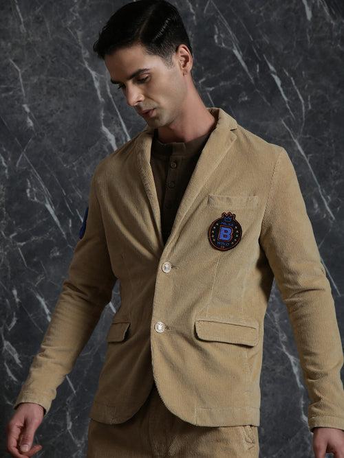 Beige Corduroy Relaxed Fit Blazer