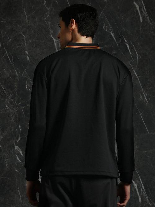 Black Full sleeve Relaxed Fit Polo