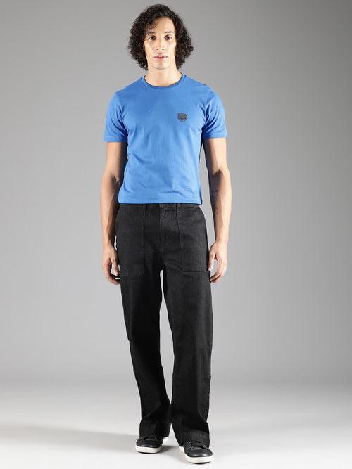 Black Straight Leg Carpenter Denim Trouser With Elasticated Back