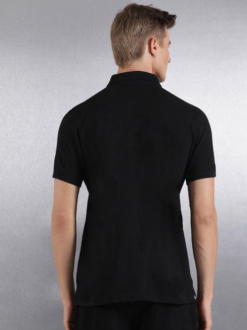 Black Solid Regular Fit Polo