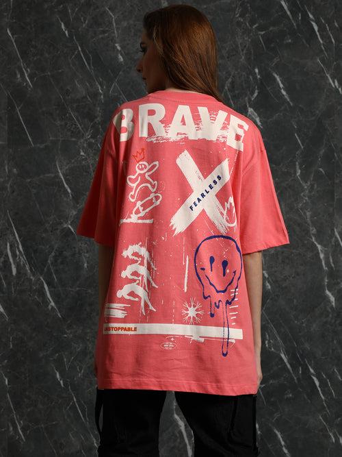 Coral Brave Oversized T-Shirt