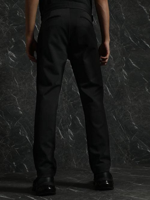 Black Slim Fit Trouser With Button Waist Adjuster