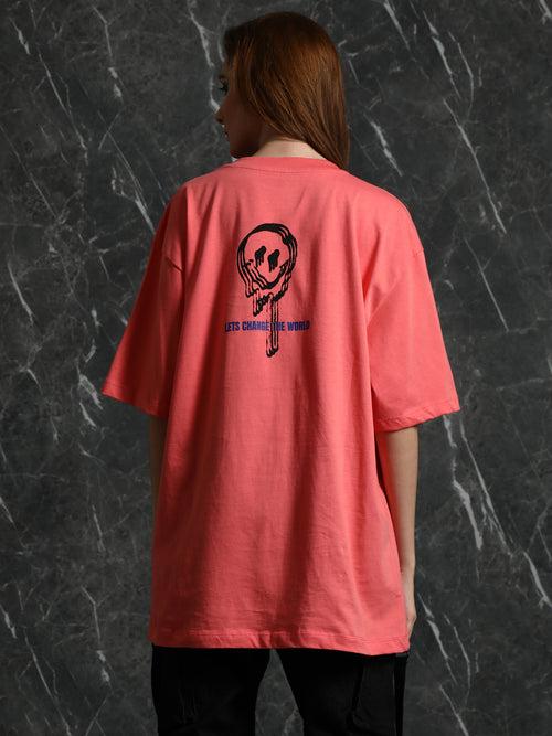 Coral Fearless Oversized T-Shirt