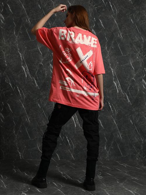 Coral Brave Oversized T-Shirt