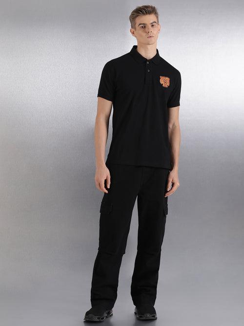 Black Solid Regular Fit Polo