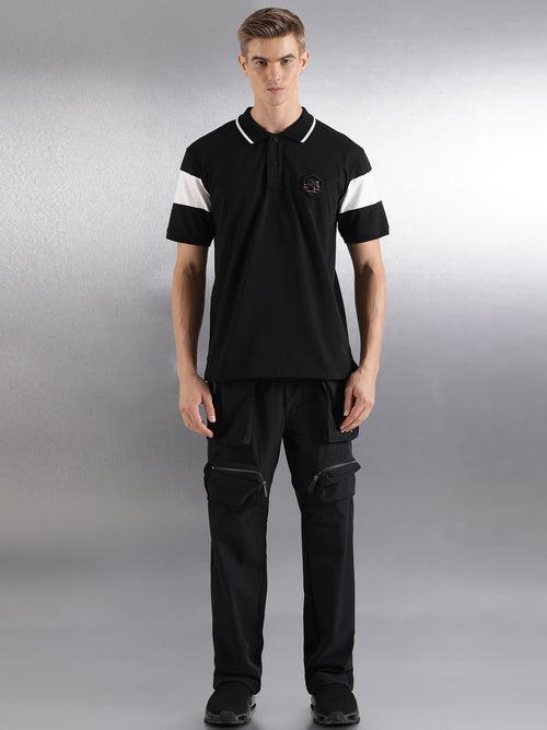 Black Solid Relaxed Fit Polo