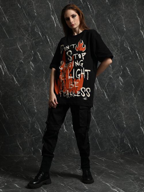 Black Chasing Light Oversized T-Shirt