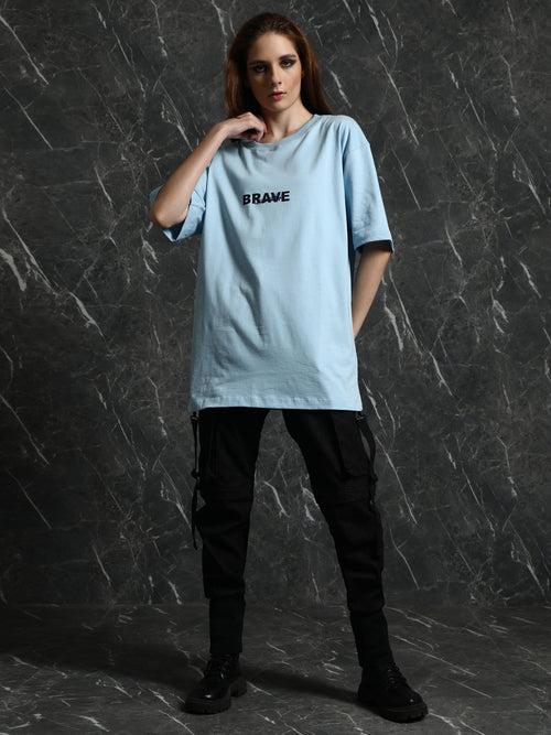 Sky Blue Brave Oversized T-Shirt