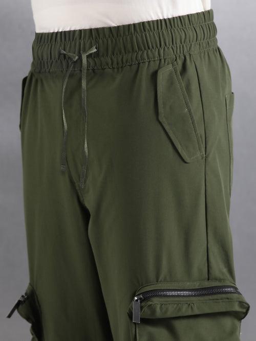 Olive 4 way stretch Straight Leg Fit Cargo