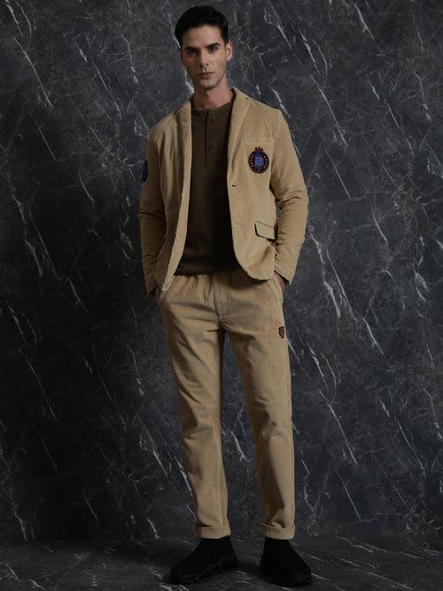 Beige Corduroy Relaxed Fit Blazer