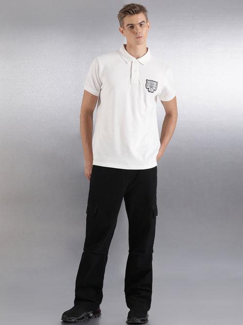 Off White Solid Regular Fit Polo