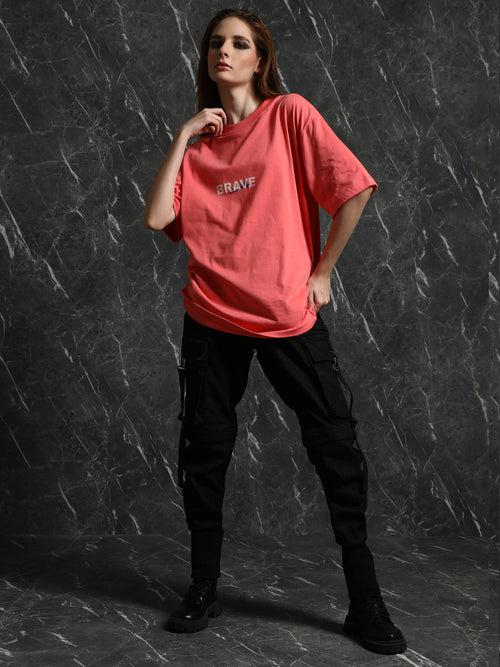 Coral Brave Oversized T-Shirt