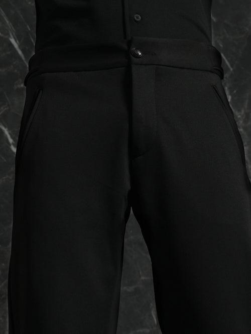 Black Slim Fit Trouser With Button Waist Adjuster
