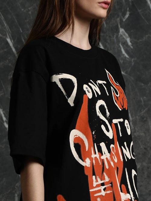 Black Chasing Light Oversized T-Shirt