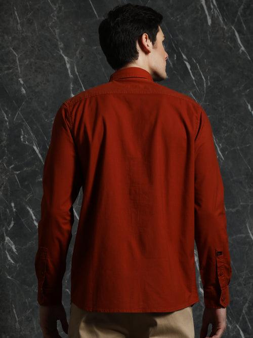 Rust Regular Fit solid Full Sleeve Shirt