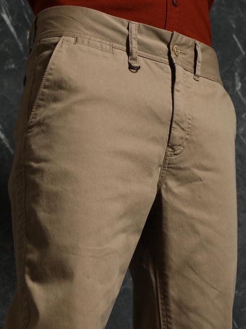 Beige Casual Slim Fit Trouser