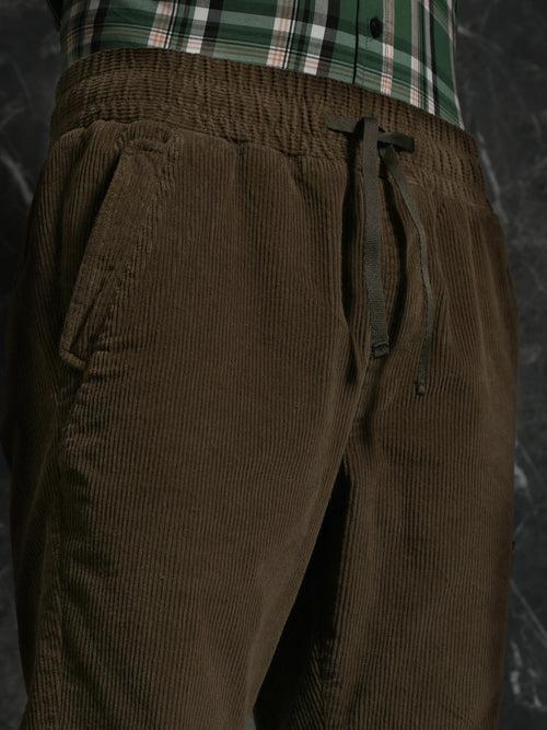 Olive Slim Fit Corduroy Jogger Trouser