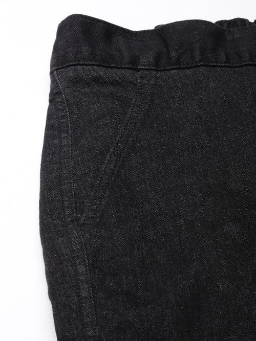 Black Straight Leg Carpenter Denim Trouser With Elasticated Back