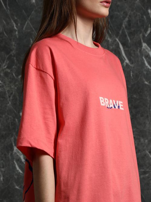 Coral Brave Oversized T-Shirt