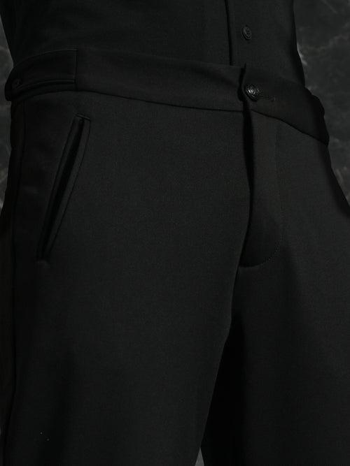 Black Slim Fit Trouser With Button Waist Adjuster