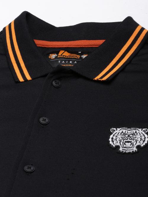 Black Full sleeve Relaxed Fit Polo