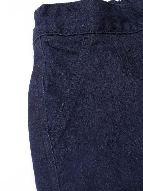 Dark Blue Straight Leg Carpenter Denim Trouser With Elasticated Back