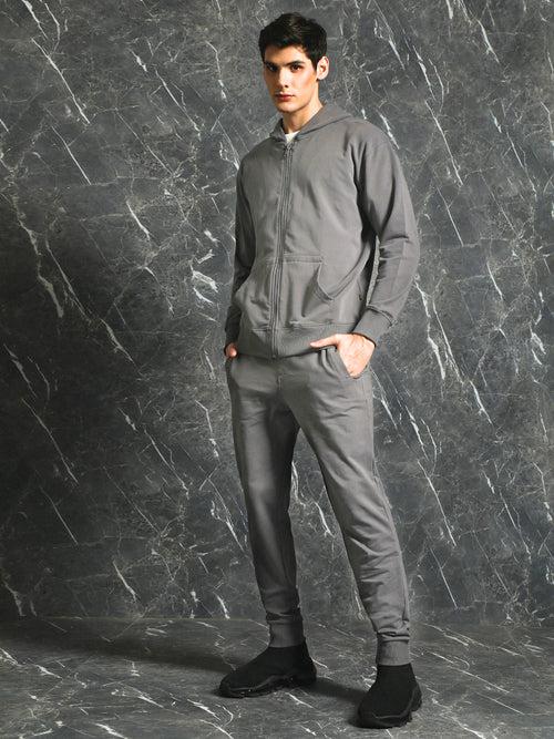 Grey Solid Regular Fit Jogger