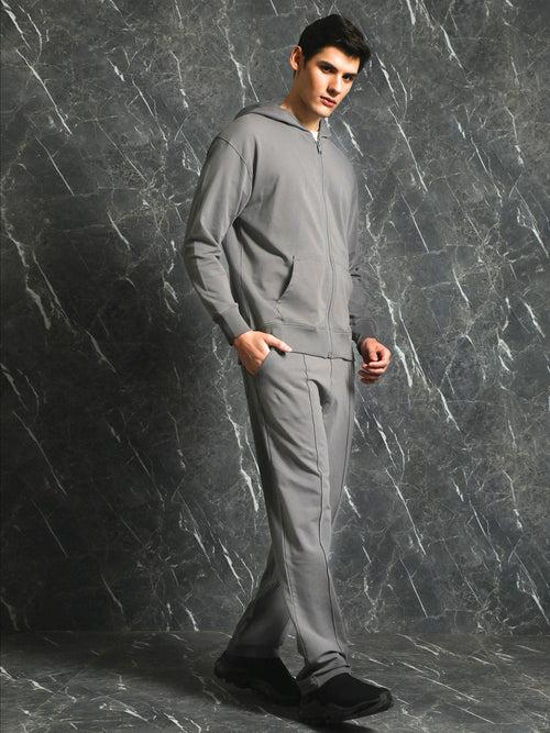 Grey Solid Straight Fit Jogger