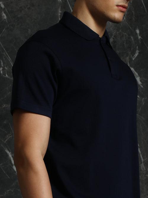 Navy Solid Regular Fit Polo