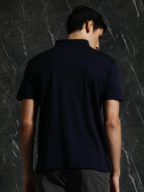 Navy Solid Regular Fit Polo