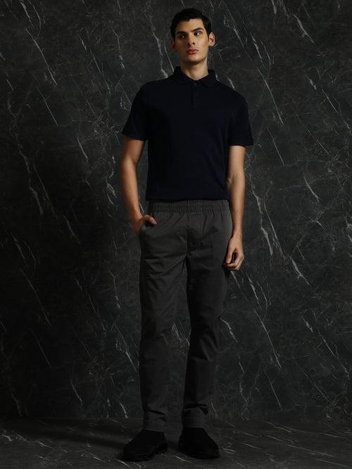 Navy Solid Regular Fit Polo