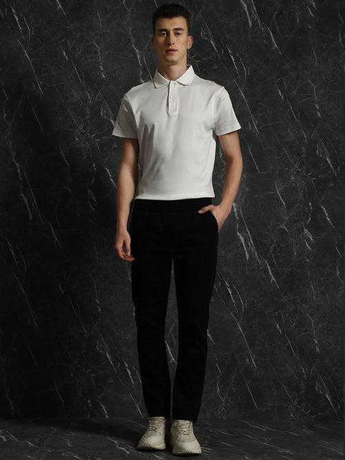 Off-White Solid Regular Fit Polo