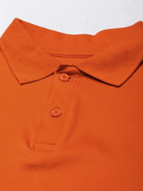 Orange Solid Regular Fit Polo