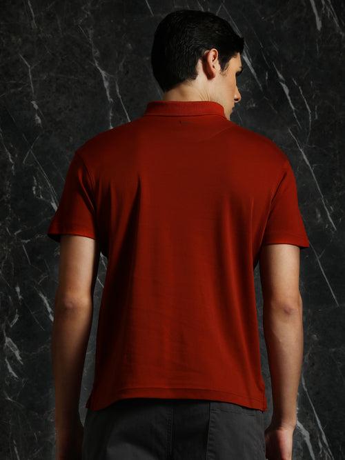 Rust Solid Regular Fit Polo