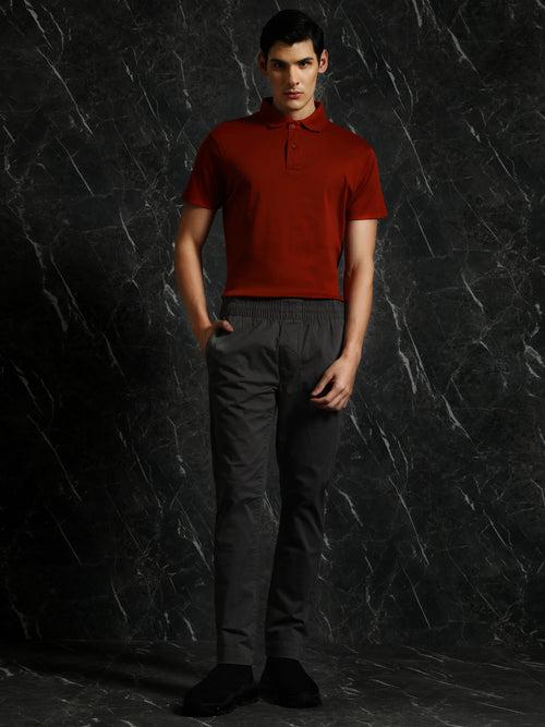 Rust Solid Regular Fit Polo