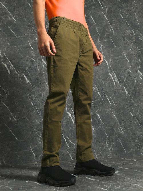 Olive Slim Fit Jogger with Drawstring