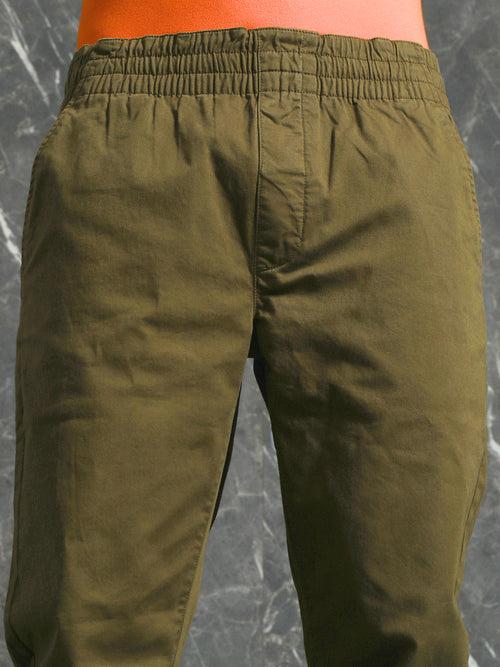 Olive Slim Fit Jogger with Drawstring