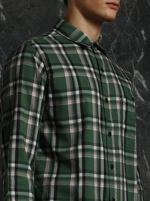 Green Full sleeve checks Regular Fit shirt
