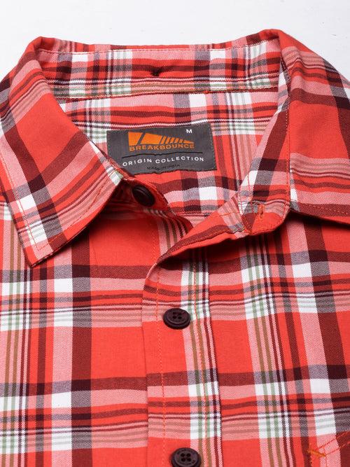 Orange Full sleeve checks Regular Fit shirt