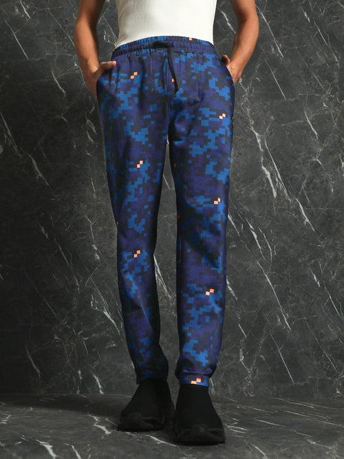 Navy Camo Printed Straight Fit Jogger