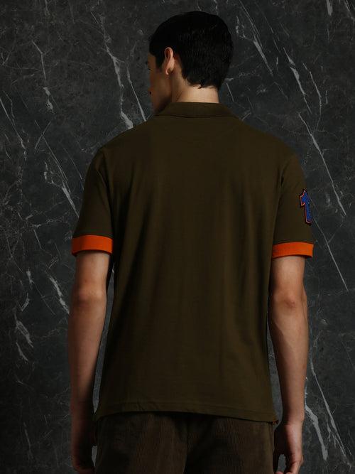 Olive Silicon Print Regular Fit Polo