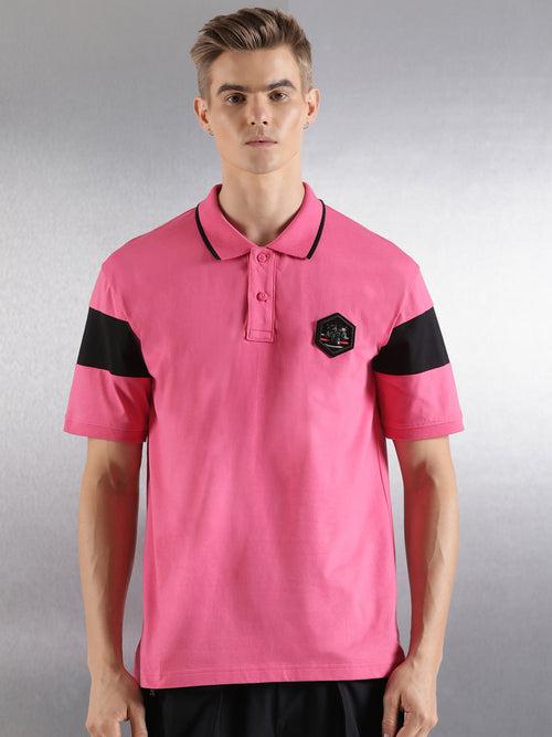 Pink Solid Relaxed Fit Polo