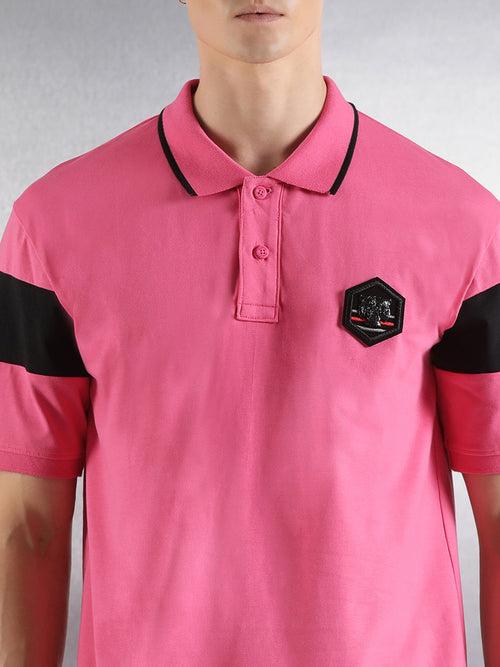 Pink Solid Relaxed Fit Polo