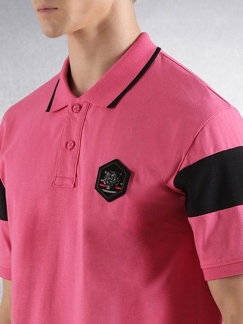 Pink Solid Relaxed Fit Polo