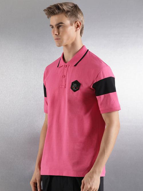 Pink Solid Relaxed Fit Polo