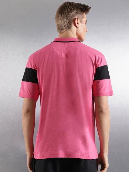 Pink Solid Relaxed Fit Polo