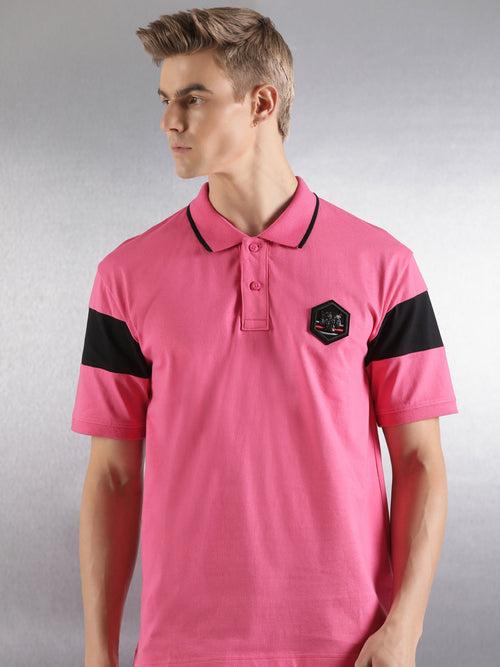 Pink Solid Relaxed Fit Polo