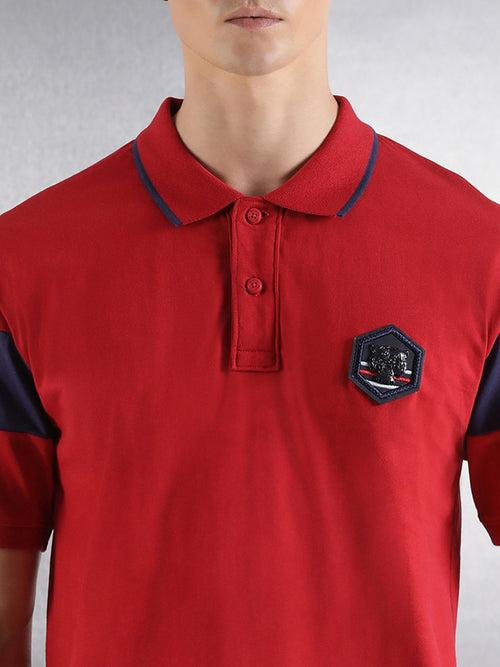 Red Solid Relaxed Fit Polo